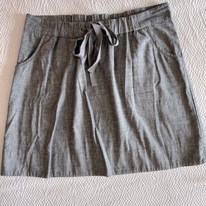 Eileen Fisher Cotton Gray Drawstring Waist with Pockets Midi Large